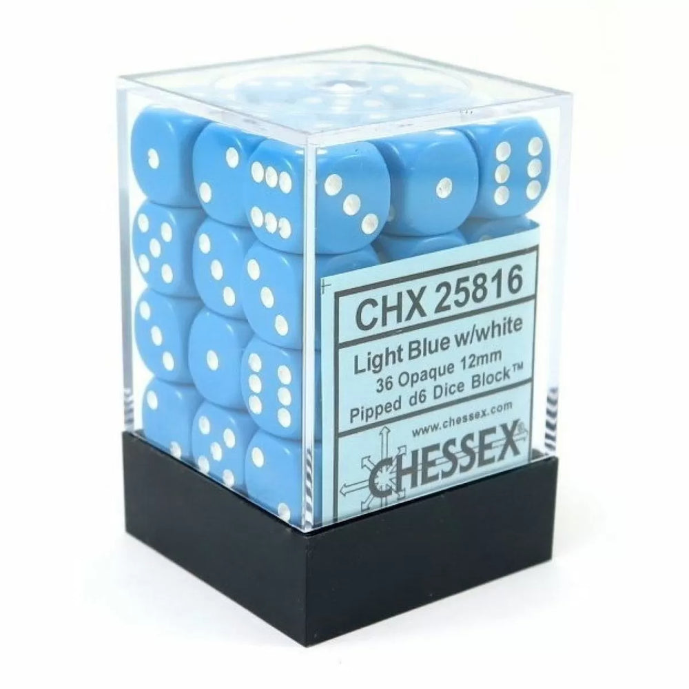 Chessex: Opaque Light Blue/white 12mm Dice Block