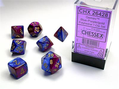 Chessex: Gemini Blue Purple/Gold 7 piece set