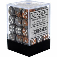 Chessex: Gemini Copper-Steel/white 12mm Dice Block