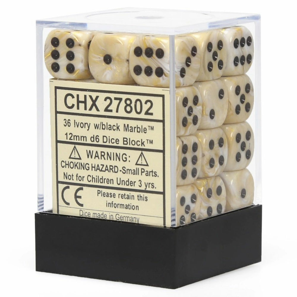 Chessex: Marble Ivory/Black 12mm Dice Block