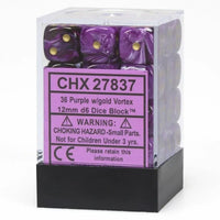Chessex: Vortex, Purple/gold, 36, 12mm D6 Dice Block
