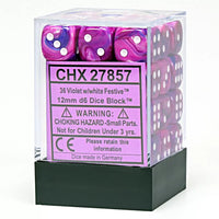 Chessex: Festive Violet/white 12mm Dice Block