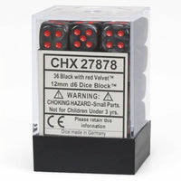 Chessex: Velvet Black/Red 12mm Dice Block