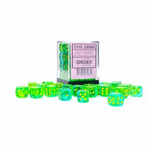 Chessex: Gemini Translucent Green-Teal/yellow 12mm Dice Block