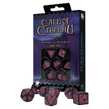 Q Workshop Call of Cthulu Black and Magenta 7 piece Dice set
