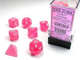 Chessex: Frosted Pink/white 7 piece set