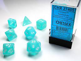 Chessex: Frosted Teal/white 7 piece set