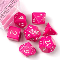 Chessex: Opaque, Pink/White, 7 Dice Set