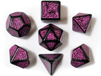 Q Workshop Call of Cthulu Black and Magenta 7 piece Dice set
