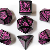 Q Workshop Call of Cthulu Black and Magenta 7 piece Dice set