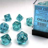 Chessex: Translucent Teal/White 7 Dice Set