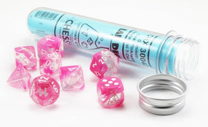 Chessex: Lab Dice, Gemini Clear-Pink/White Luminary Effect! 30042
