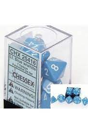 Chessex: Opaque, Light Blue/White, 7 Dice Set