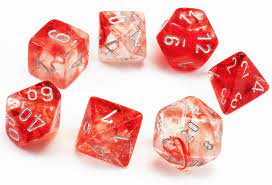 Chessex: Nebula Red Luminary 7 Piece set