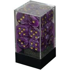 Chessex: Lustrous Purple/Gold 16mm D6 Dice Block