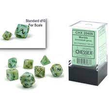Chessex: Marble Mini Green/Dark Green 7 piece set