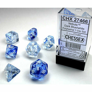 Chessex: Nebula Dark Blue/White, 7 Dice Set