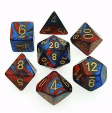 Chessex: Gemini, Blue Red/Gold 7 piece set