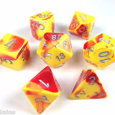 Chessex: Gemini Red Yellow/silver 7 piece set