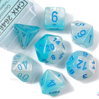 Chessex: Gemini, Pearl Turquoise & White/Blue Luminary 7 piece set