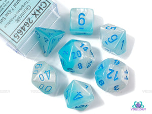 Chessex: Gemini, Pearl Turquoise & White/Blue Luminary 7 piece set