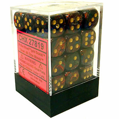 Chessex: Scarab Blue Blood/gold 12mm Dice Block