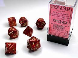Chessex: Scarab Scarlet/gold 7 piece set